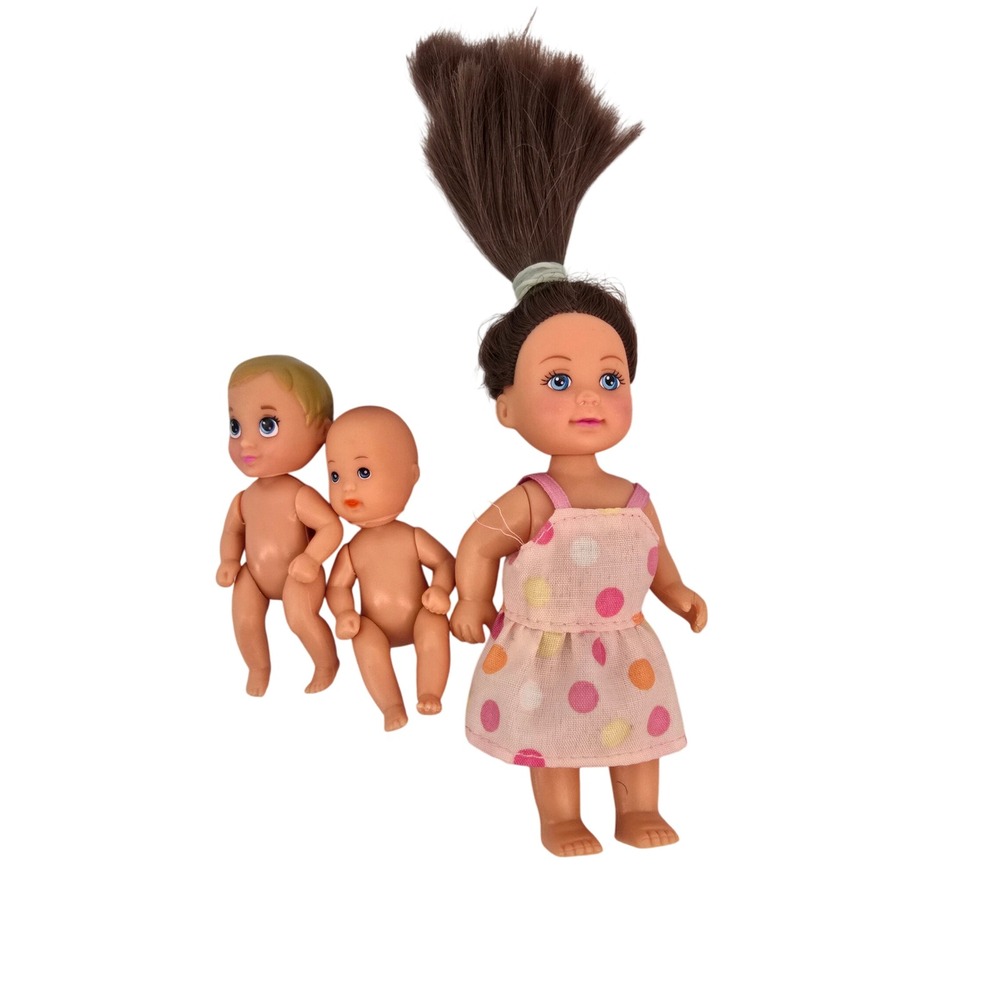 Simba Evi Love Doll and Two Baby Dolls Set Pink Polka Dot Dress Toy Figures 3